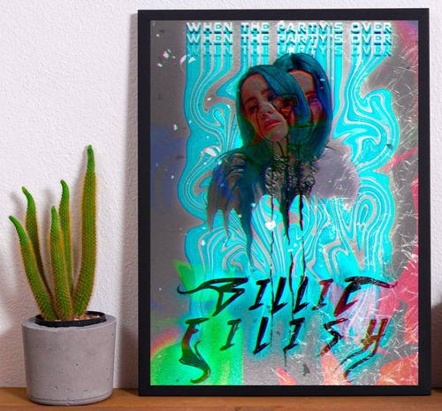 Cuadro Marco Negro Poster 33x48cm Billie Eilish Ilustracion