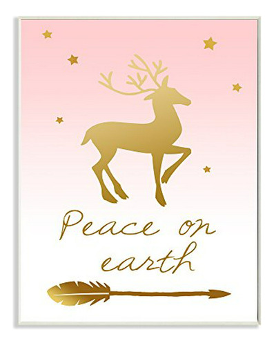 Stupell Industries Coral And Gold Peace On Earth - Placa De 