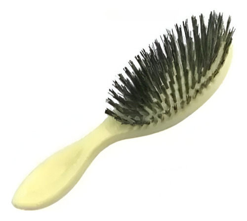 Cepillo Ovalado De Plastico Con Naulon Y Cerdas Naturales Color Amarillo