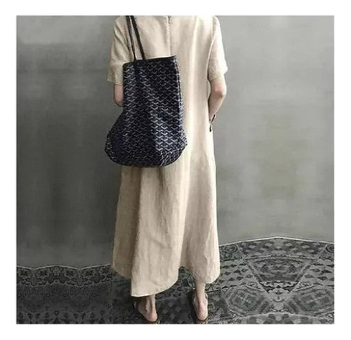 Vestido De Verano De Algodón Holgado Con Cuello En V
