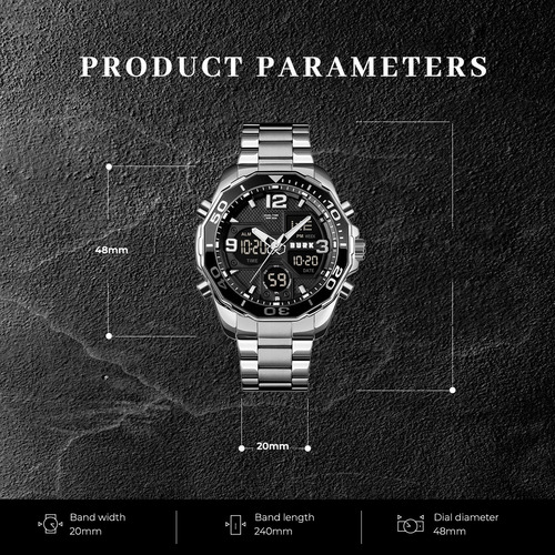 Imagen 7 de 10 de Reloj Hombre Burk 1649 Original Eeuu Analogo Digital Acero