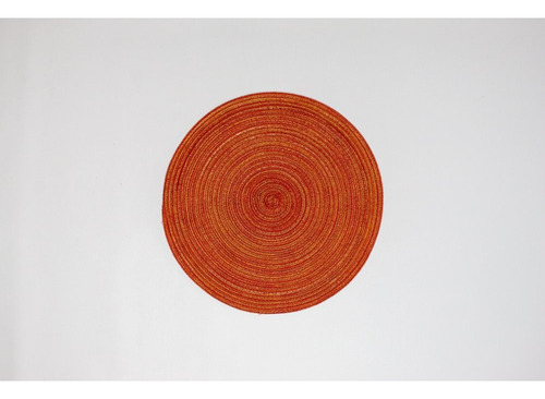 Individuales De Mesa Redondos Rusticos Deco 38cm X1 Color Naranja Rayado