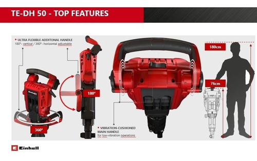Imagen 9 de 10 de Martillo Demoledor 50 Joules 1700w Einhell Te-dh 50 2 Cincel