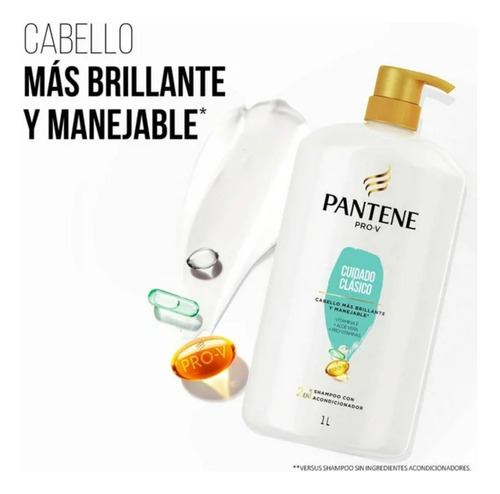 Shampoo Con Acondicionador Pantene Pro-v Cuidado Clásico 1 L