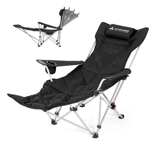 Sandiario Sillas Plegables Para Acampar Camping Negro