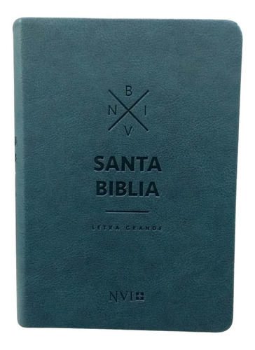Biblia Nvi Mediana Letra Grande Tapa Cuero Ecologico Azul