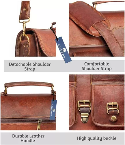 38.1cm Vertical Hombre Vintage Cuero Bolso Mensajero Maletín para Portátil  Bolsa