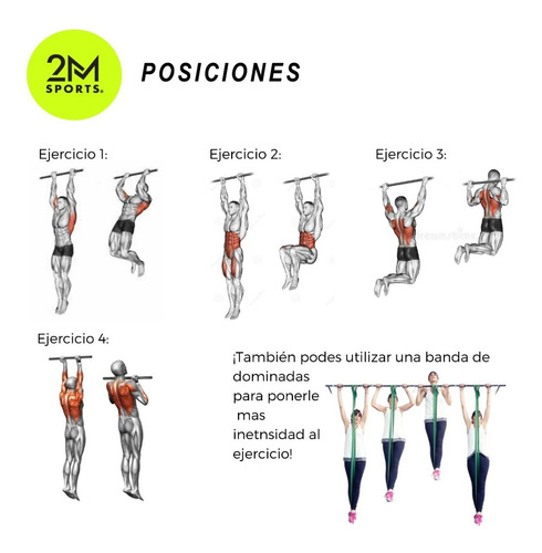 Imagen 7 de 9 de Barra Dominadas Extensible Puerta Fitness Ejercicio Gym