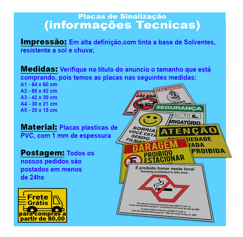Placa Sinalização Indicativa Proibido Caminhão A5 20 X 15 Cm