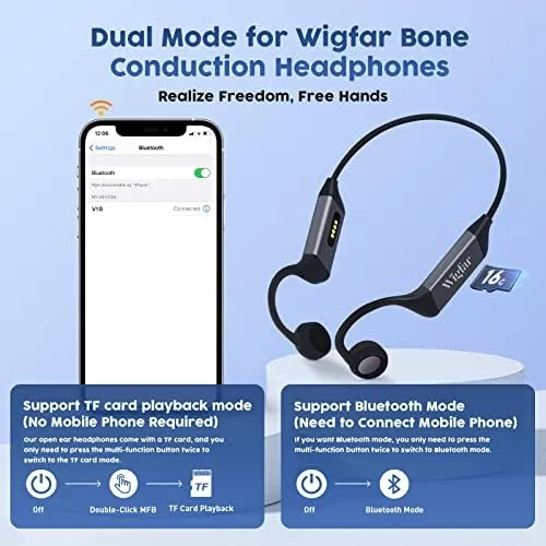 Auriculares de conducción ósea Bluetooth, memoria incorporada de 16 GB  Bluetooth 5.3 Auriculares de oído abierto Bluetooth inalámbricos Bluetooth,  voz