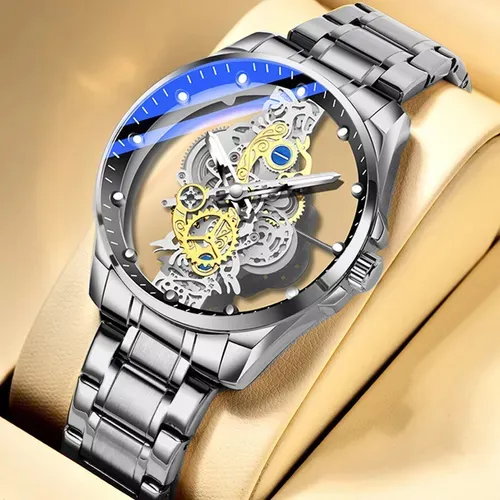 Reloj De Moda Automático Transparente Esqueleto Para Hombre