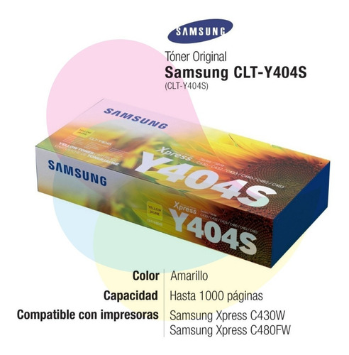 Toner Samsung Clt Y404s Amarillo Original C480 C430