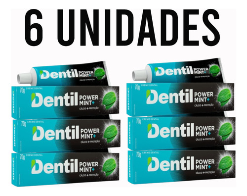 Kit C/6 Creme Dental Power Mint Sem FlĂșor - Dentil 70g