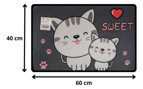 Tapetes Entrada, Baño, Cocina Juego De 3 Gris Gatitos