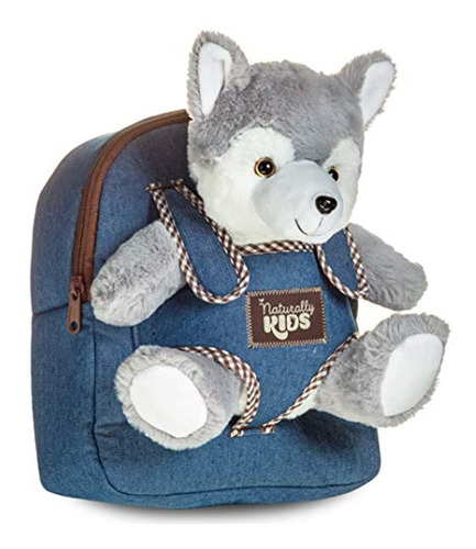 Morral Color Azul Con Peluche De Husky Incluido