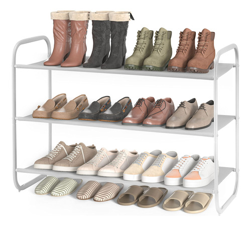 Max Houser 3-tier Shoe Rack, Fabric Shoe Shelf For Closet B.