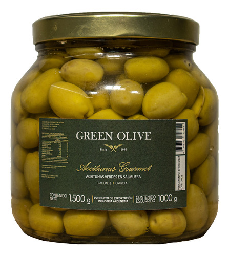 Aceitunas Verdes N° 000 Green Olive X 1 Kg. Esc. Vidrio