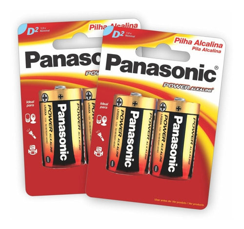 4 Pilhas Alcalinas Panasonic D (grande)