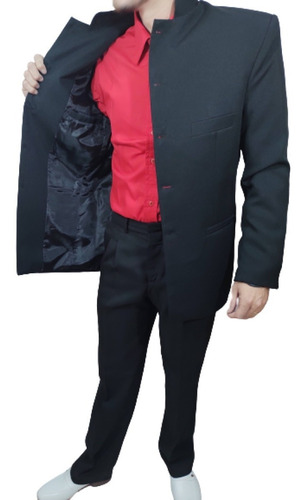 Imagen 10 de 10 de Ambo Traje Hombre Cuello Mao Corte Clásico