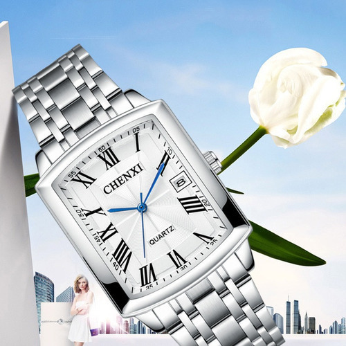 Relojes Chenxi Business Square para pareja, 2 piezas, color de fondo blanco