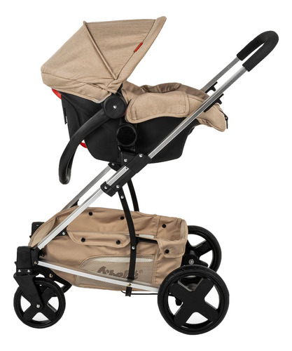 Carriola de Bebe Travel System de Paseo D'bebé Eclipse Color Beige Chasis Plateado