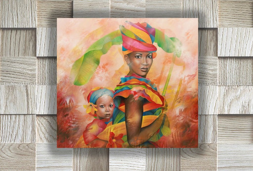 Cuadro 30x30cm Arte Africano Mujeres Pintura Arte M3