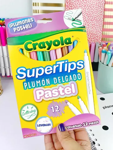 Plumones Crayola Super Tips Pastel 12 pzas