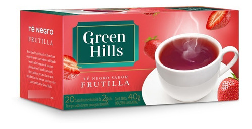 Te Negro Green Hills Frutilla Saquitos X20