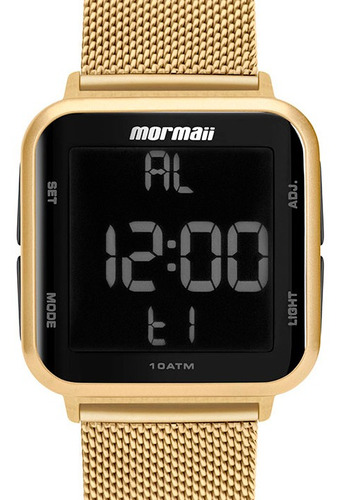 Relógio Feminino Dourado Digital Mo6600ah/8d A Prova D Água
