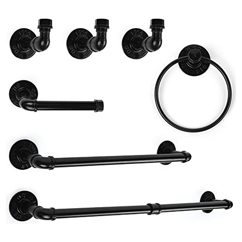 Bathroom Hardware Set, 7piece Wall Mounted Industrial P...