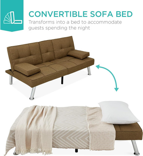 Sofa Cama C Reposa Brazos/portavasos Cafe Moderno Reclinable