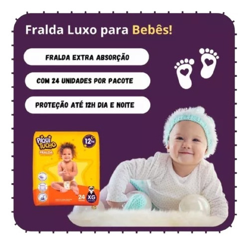 Kit 2 Pacotes Fraldas Infantil Piquitucho M34 G30 Xg24 Xxg20