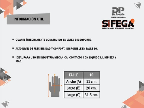 Imagen 4 de 5 de Guante Latex Neoprene Talle 10 Sifega