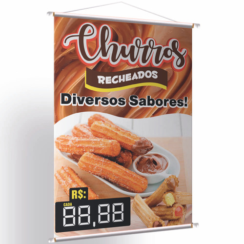 Banner Churros Fritos Diversos Sabores Campo Editável