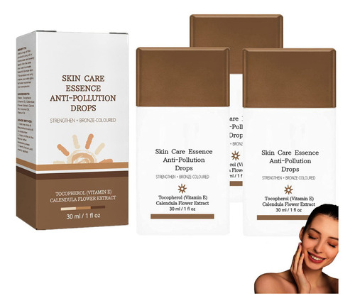 Gotas Solares Antipolución, 30 Ml, Fortalecen El Bronceado,