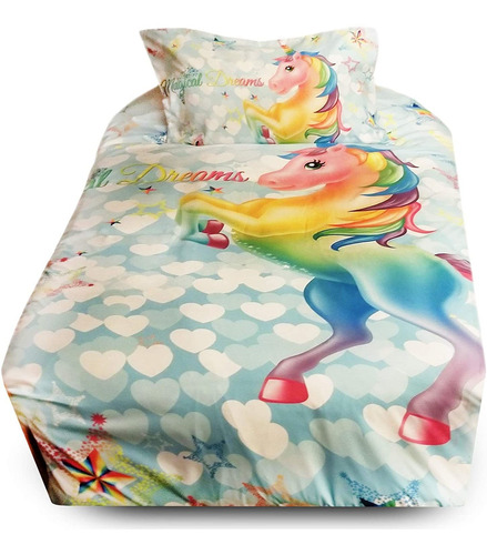 Unicorn Duvet Bedding Set Twin Size Soft Microfiber Cov...