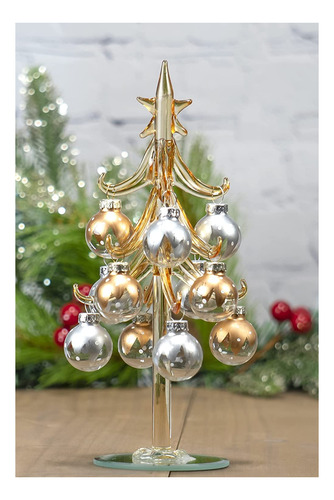 Árbol De Navidad De Mesa De Vidrio Pequeño De 8 Con A...