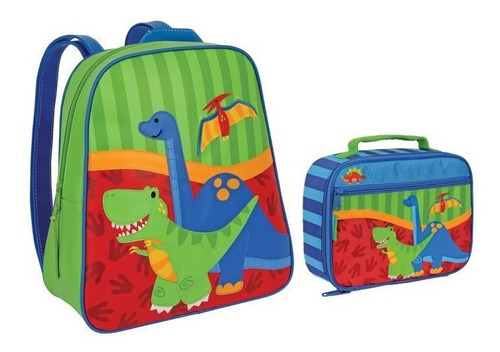  Combo Mochila Lonchera Y Llavero Kinder Dinosaurio Escolar