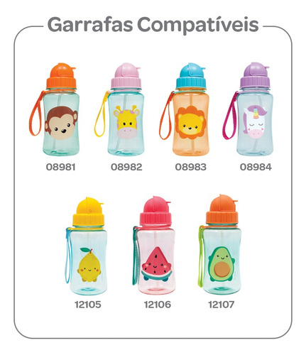 Canudo Repositor Com Escova Garrafinhas Frutti E Animal Fun