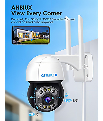Camara De Seguridad Para Exteriores, Anbiux 3mp Wifi Camar