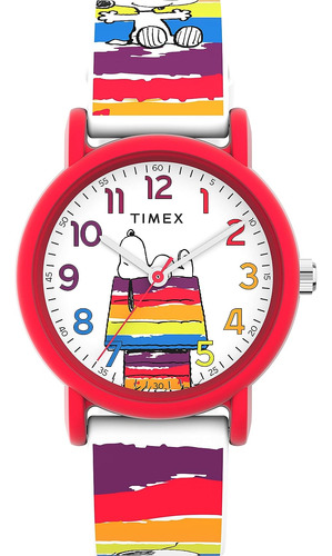 Reloj Pulsera Mujer  Timex Tw2v77700jt Blancorojo