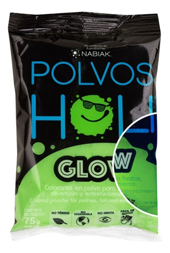 Polvos Holi Glow 75gr Fiestas Eventos Colors Colores Color Verde