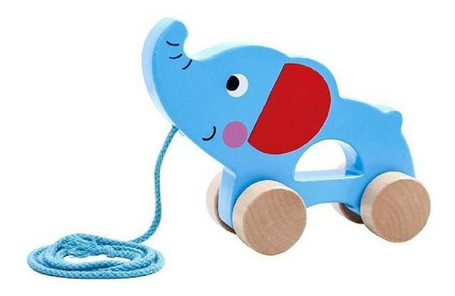 Elefante De Puxar Corda Infantil  Madeira Tooky Toy