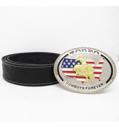 Cinto Country Masculino Couro + Fivela Cowboy American Rodeo