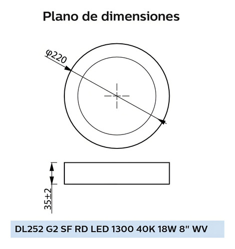 Lámpara Led Sobreponer 18w Philips Luz Fría Ó Cálida Dl252