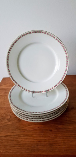 Juego 6 Platos Llanos Porcelana Francesa 24 Cm Diámetro