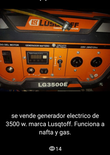 Grupo Electrogeno 3500w A Gas Natural Y Nafta