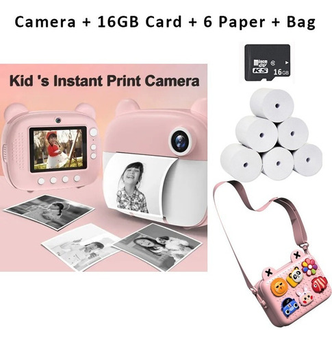 Cámara De Impresión Para Niños, 6paper 16g Card& Bag