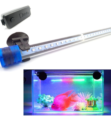 Lâmpada Led Submersível P/ Aquário - 40cm Rgb 3 Cores 127/220V Luzes Multicor 127/220v