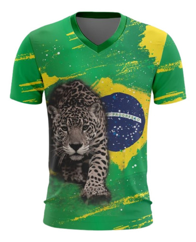Camisa Brasil Pantanal Masculina Dry Fit Proteção Solar Uv